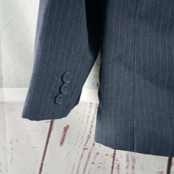 Rafael Womens Size 10 Gray Striped 3 Button Suit Blazer - Picture 6 of 9